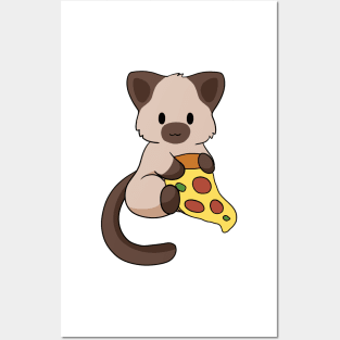 Siamese Cat with Pizza Posters and Art